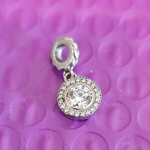 Vintage 925 Italy RL Elegant Sterling Silver Pendant w/Crystal Accents